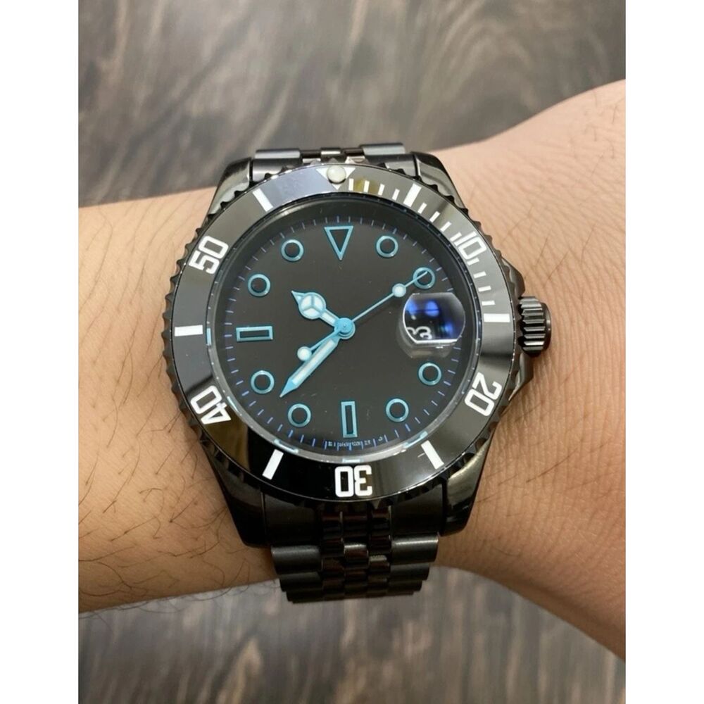 Black PVD Coated Case And Automatic Mens Date Watch Sapphire Crystal